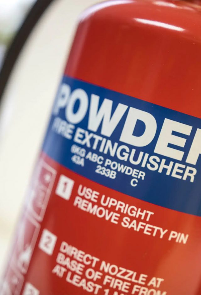 close up of pwder fire extinguisher